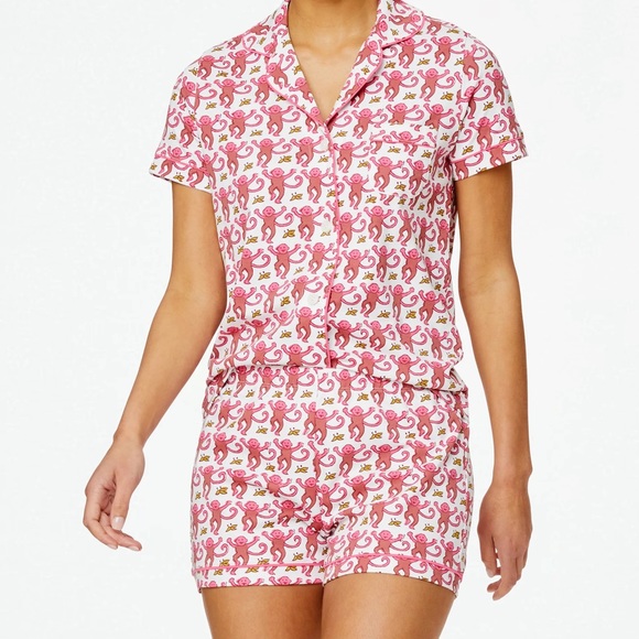 Roller Rabbit Pink Monkey Polo Pajamas - Picture 2 of 2